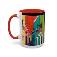 SAN SEBASTIAN.  Colorful Street Scene Accent Coffee Mug — Vibrant Urban Art Ceramic Mug (11/15oz)