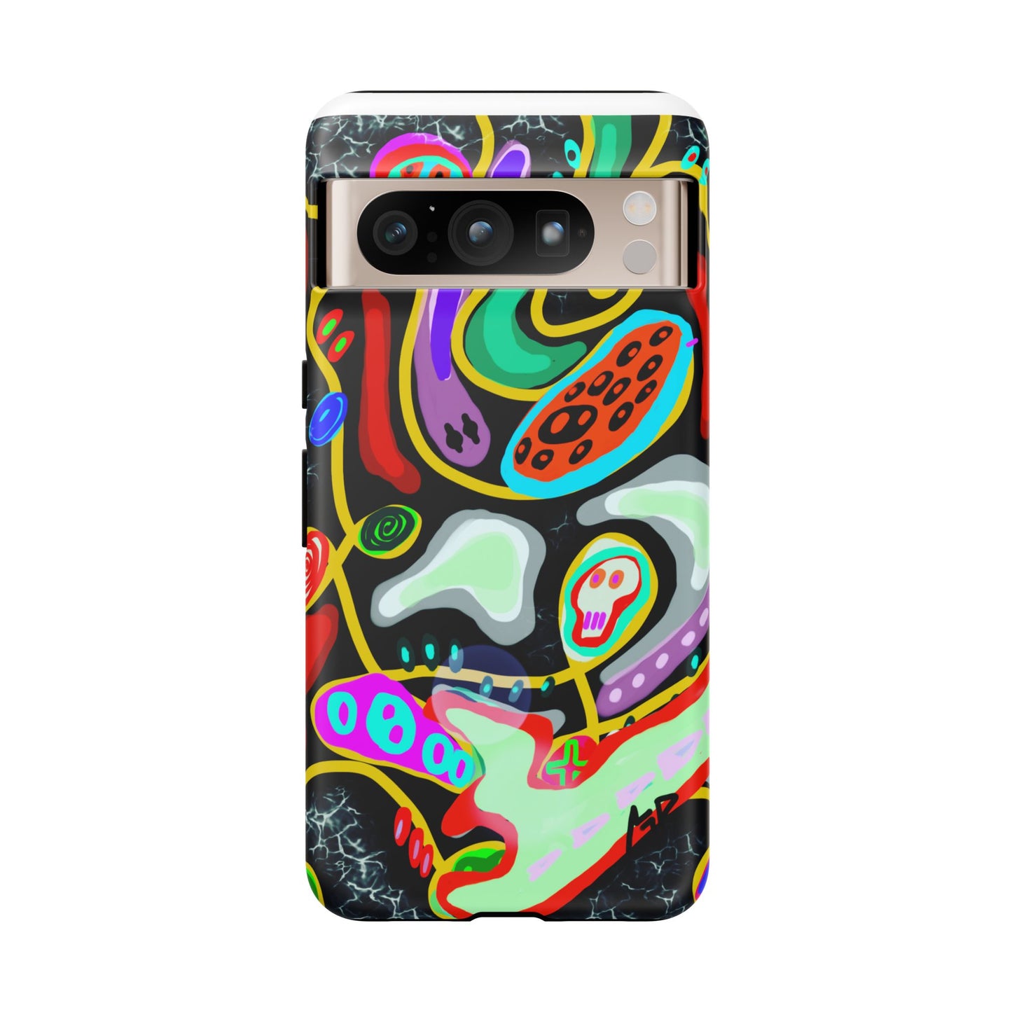 CRAZY4  Abstract Neon Skull Phone Case — Colorful Psychedelic Protective Cover