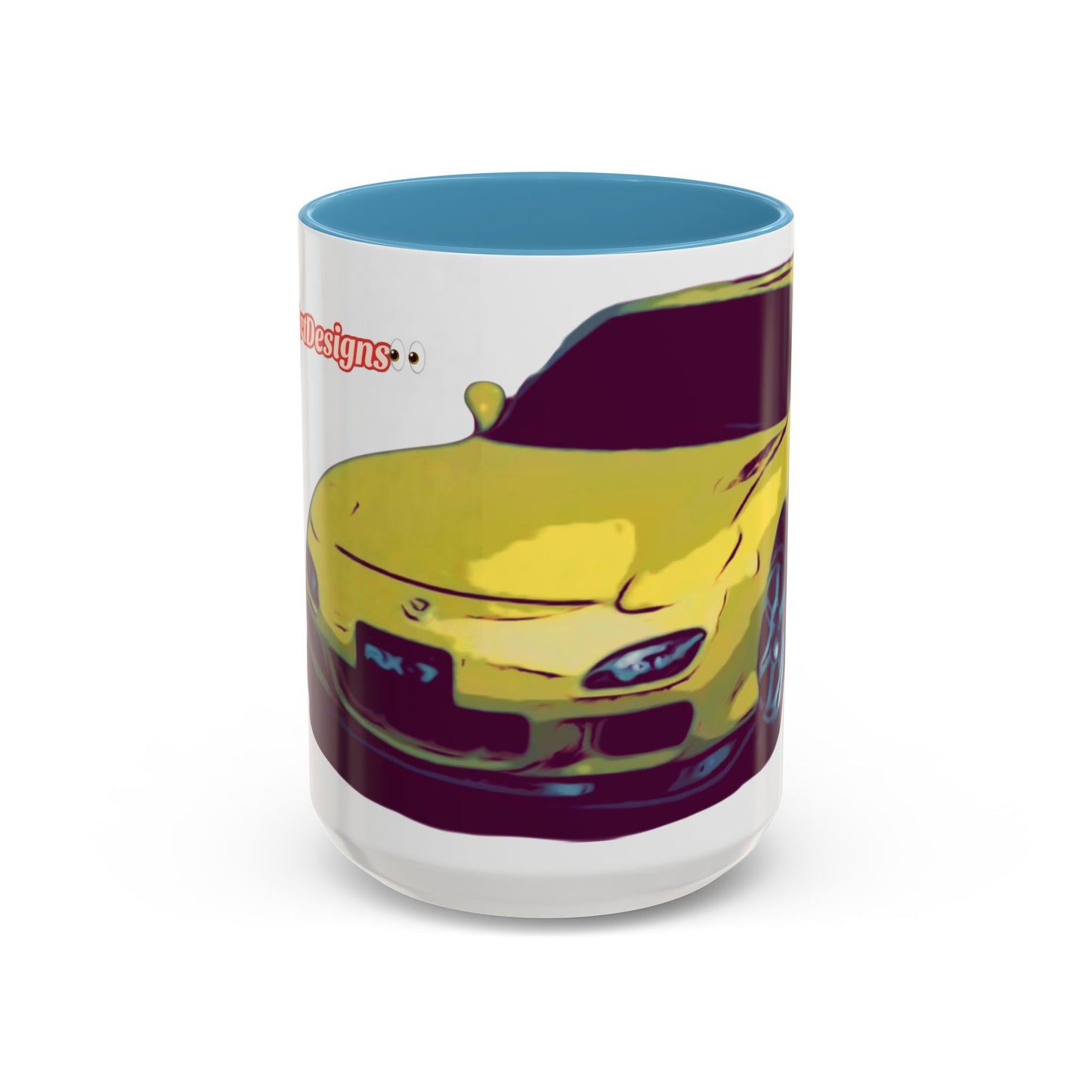 RX7  Coffee Mug — Yellow Sports Car Illustration Accent Mug