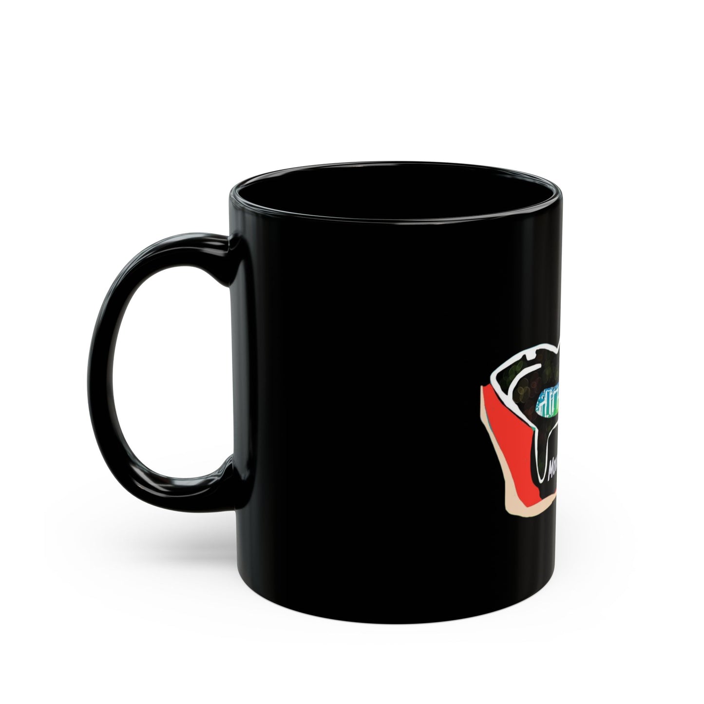Art Whale Black Ceramic Mug — MovinchiArtDesigns Logo Coffee Cup (11oz & 15oz)