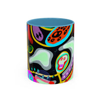 CRAZY2.0  Accent Mug — Colorful Neon Skull Abstract Coffee Cup