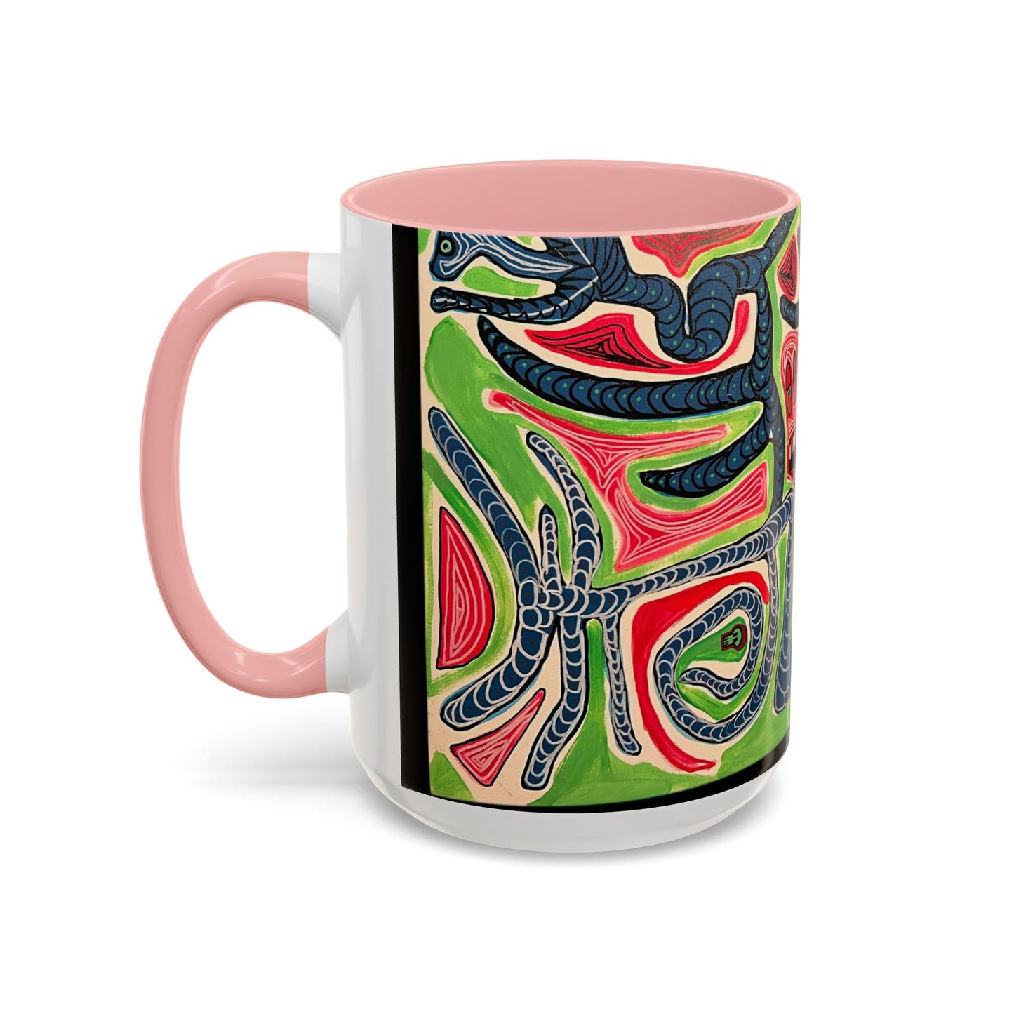 AFTER LIFE.  Abstract Tribal Art Coffee Mug — Colorful Surreal Accent Mug