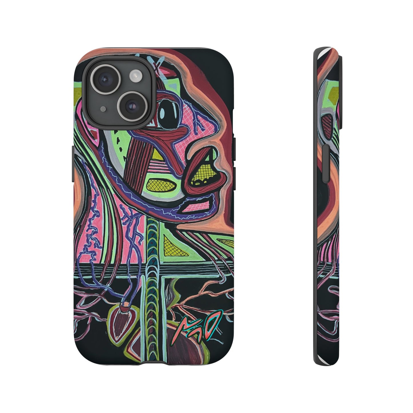 HEART ATTACK Abstract Neon Face Tough Phone Case – Vibrant Art Phone Cover