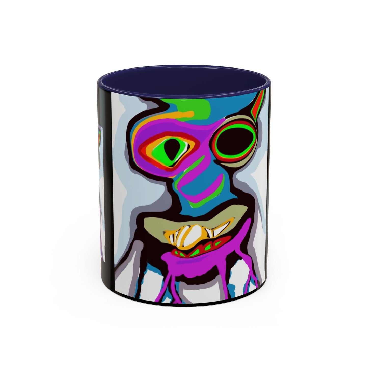 Abstract Alien Art Coffee Mug — Colorful Surreal Creature Accent Mug