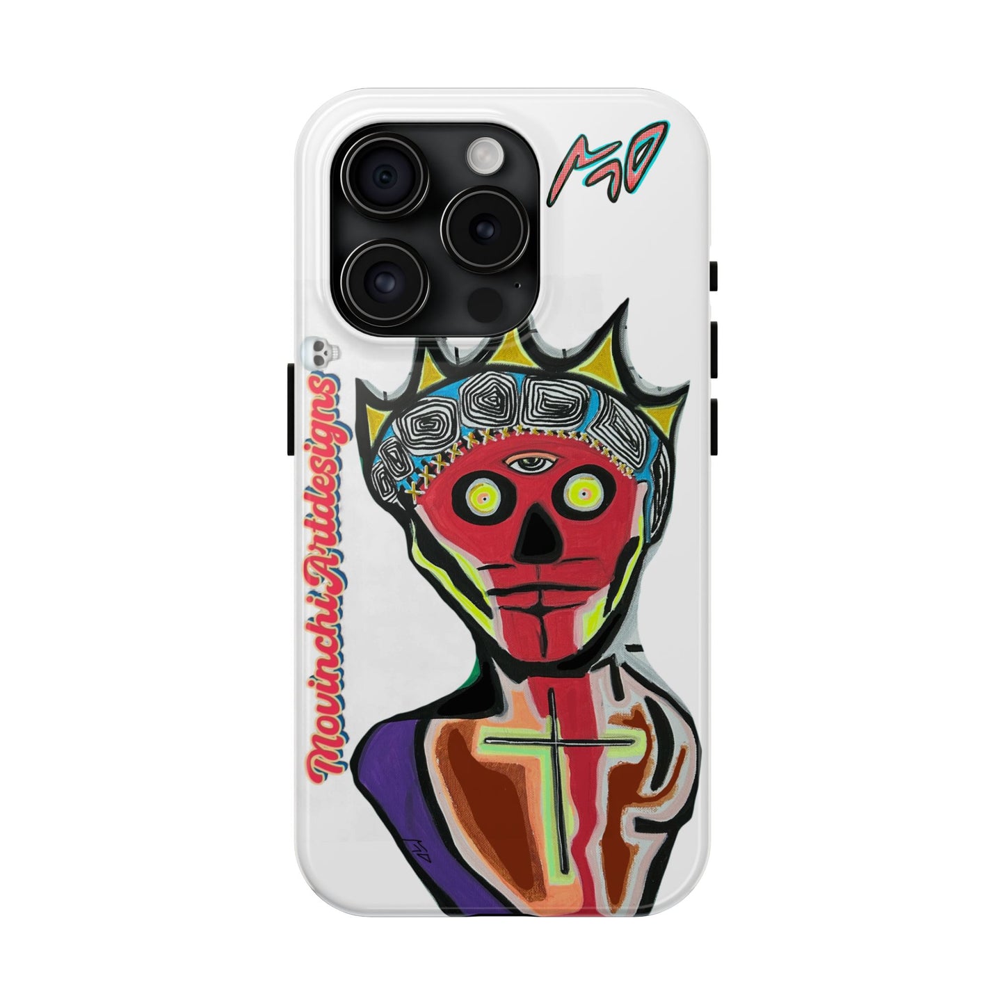 Artistic Crown KING GRAY  Skull Tough Phone Case — Colorful Abstract Guardian Design
