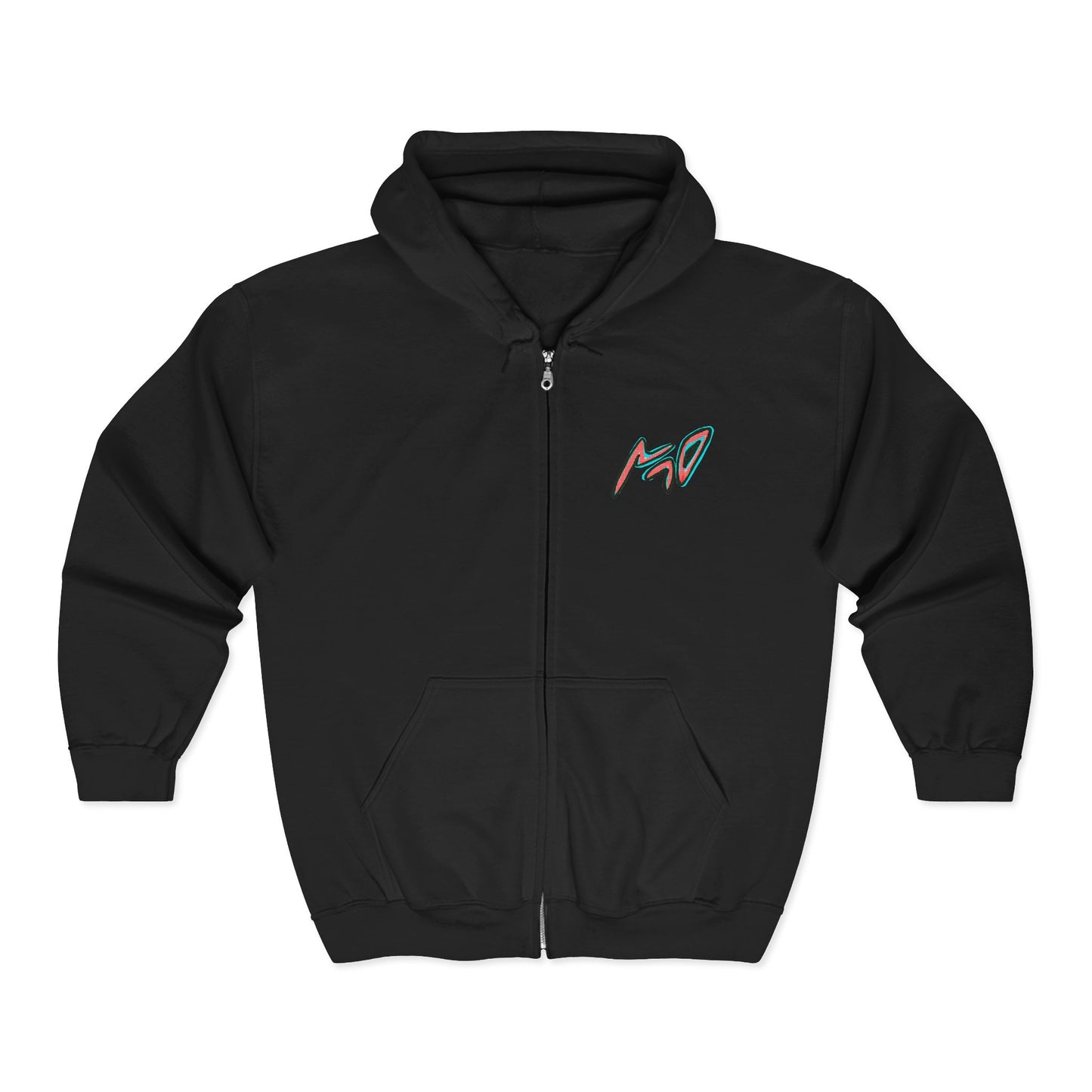 VINCENT.  Skull Graphic Zip Hoodie — Neon Retro Art Back Patch