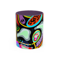 CRAZY2.0  Accent Mug — Colorful Neon Skull Abstract Coffee Cup