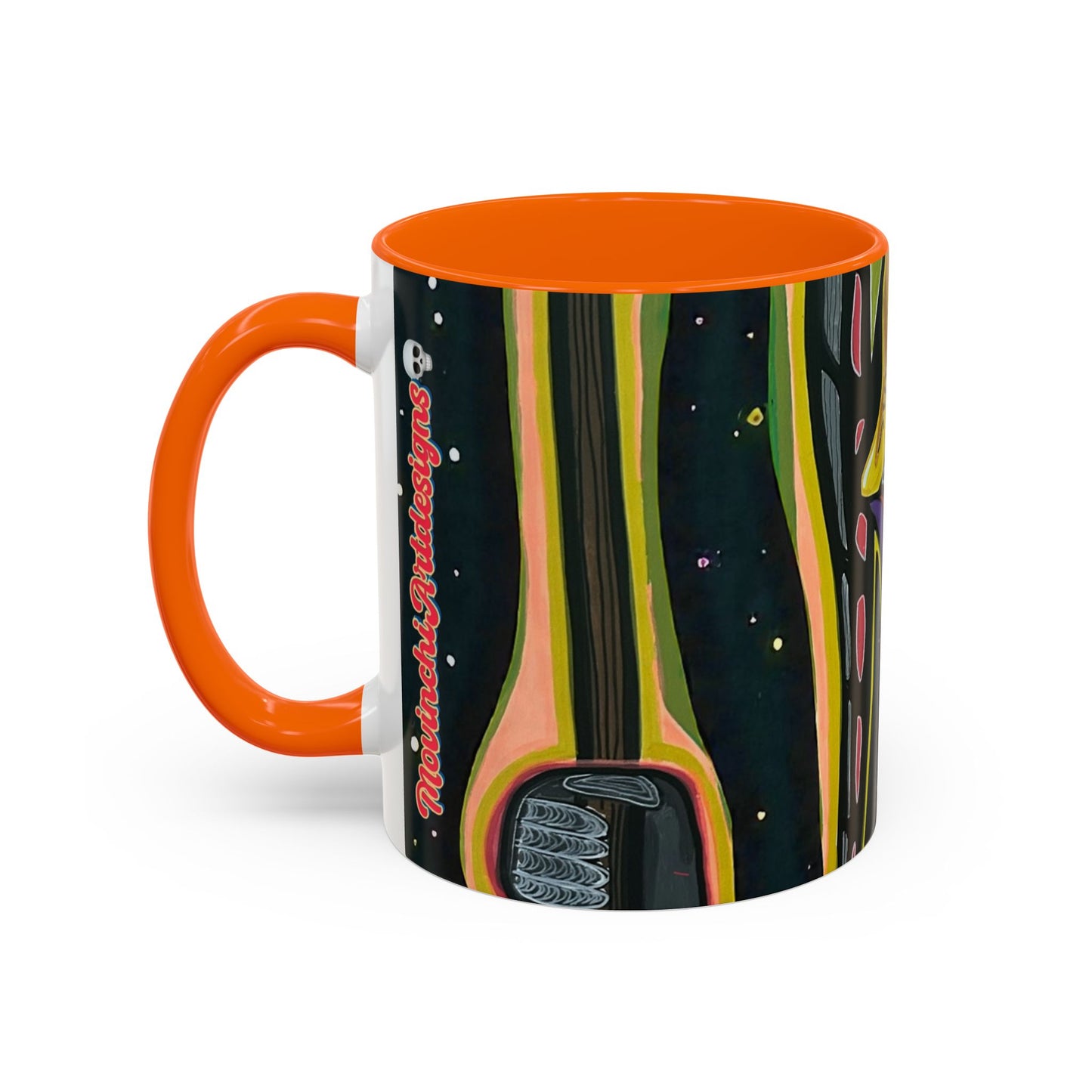 VINCENT  Skull Pop Art Accent Coffee Mug — Colorful Neon Tribal Skull Design (11/15oz)