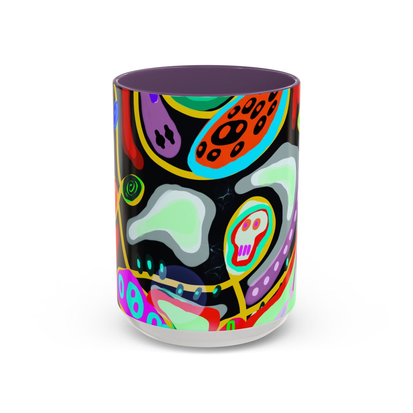 CRAZY2.0  Accent Mug — Colorful Neon Skull Abstract Coffee Cup