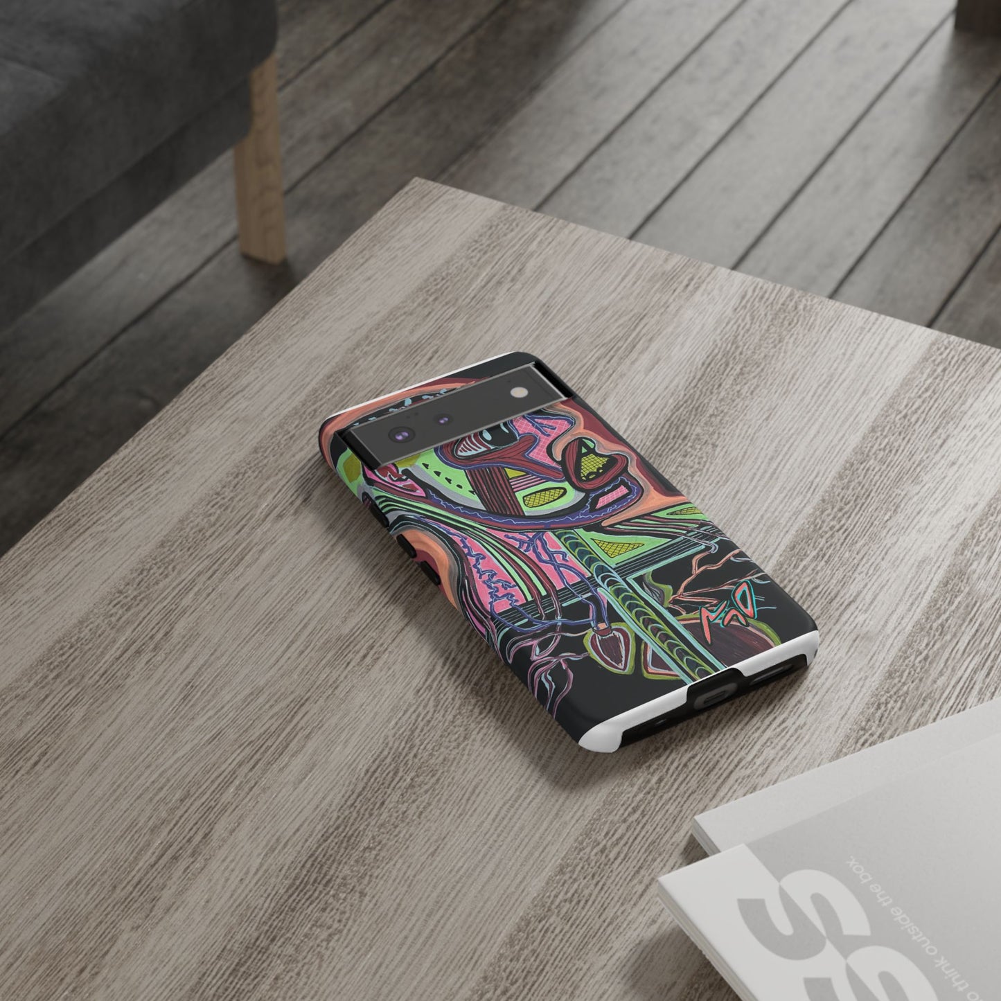 HEART ATTACK Abstract Neon Face Tough Phone Case – Vibrant Art Phone Cover