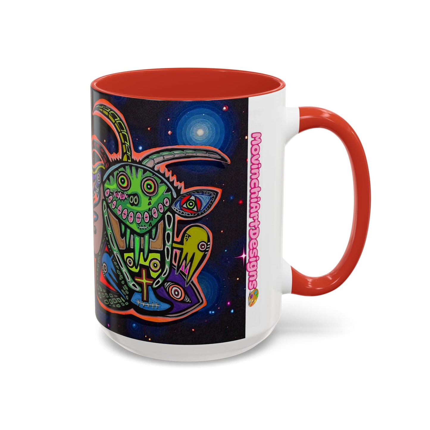 Psychedelic RYDER2.0   Space Goat Accent Coffee Mug — Colorful Cosmic Animal Art (11/15oz)
