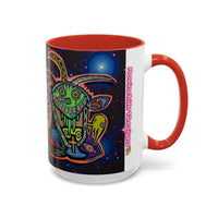 Psychedelic RYDER2.0   Space Goat Accent Coffee Mug — Colorful Cosmic Animal Art (11/15oz)