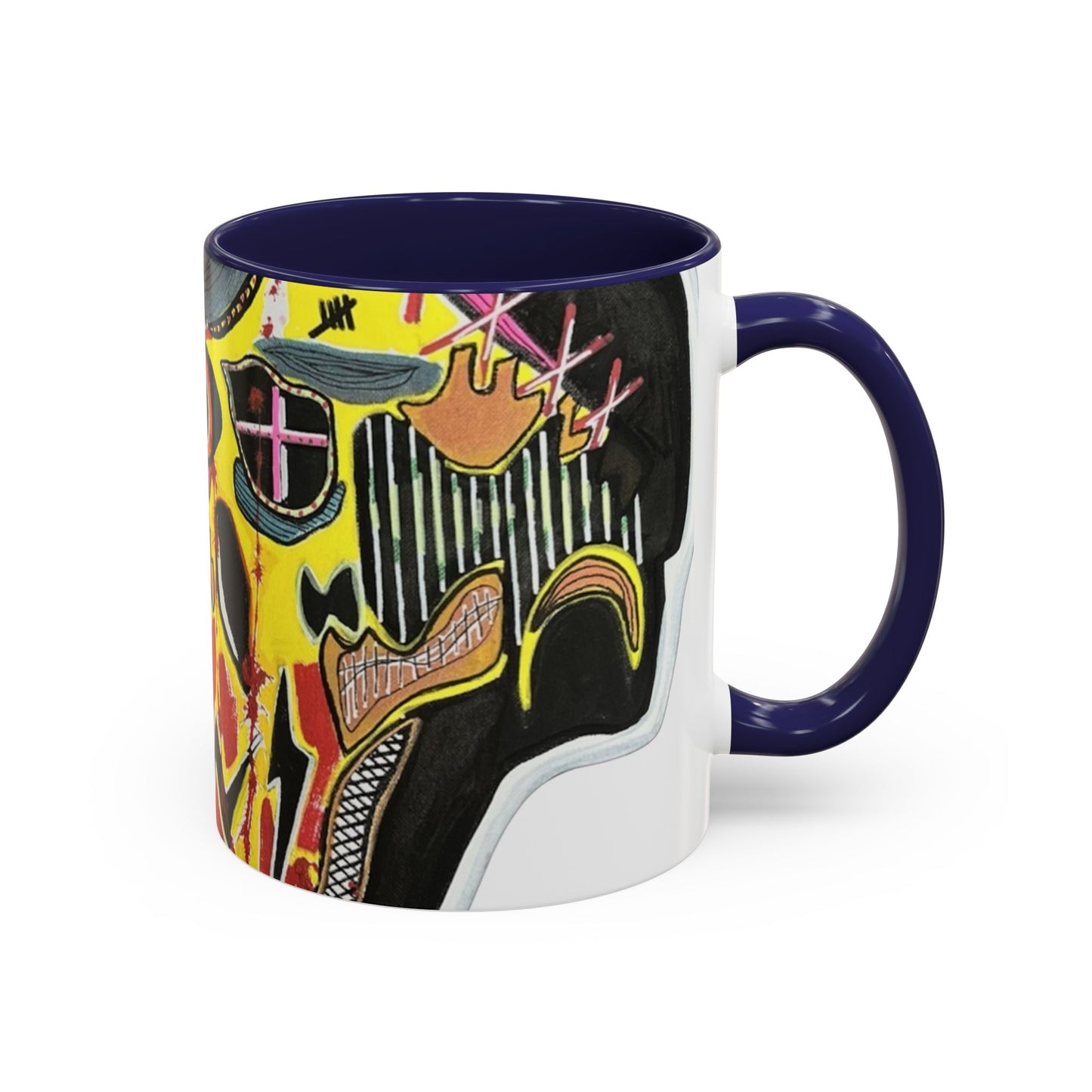 INFECTED KING.  Skull Pop Art Coffee Mug — Colorful Day of the Dead Accent Mug