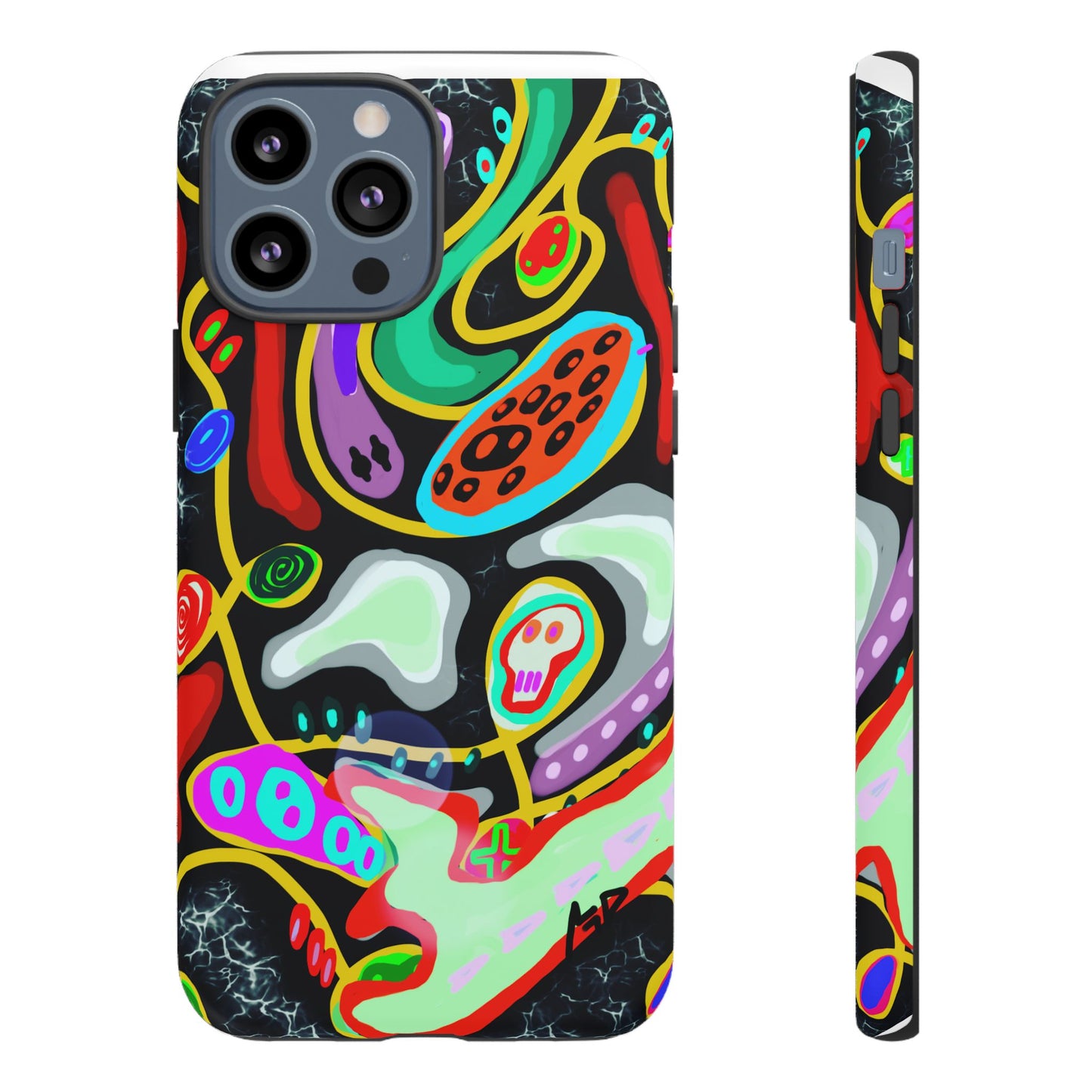 CRAZY4  Abstract Neon Skull Phone Case — Colorful Psychedelic Protective Cover