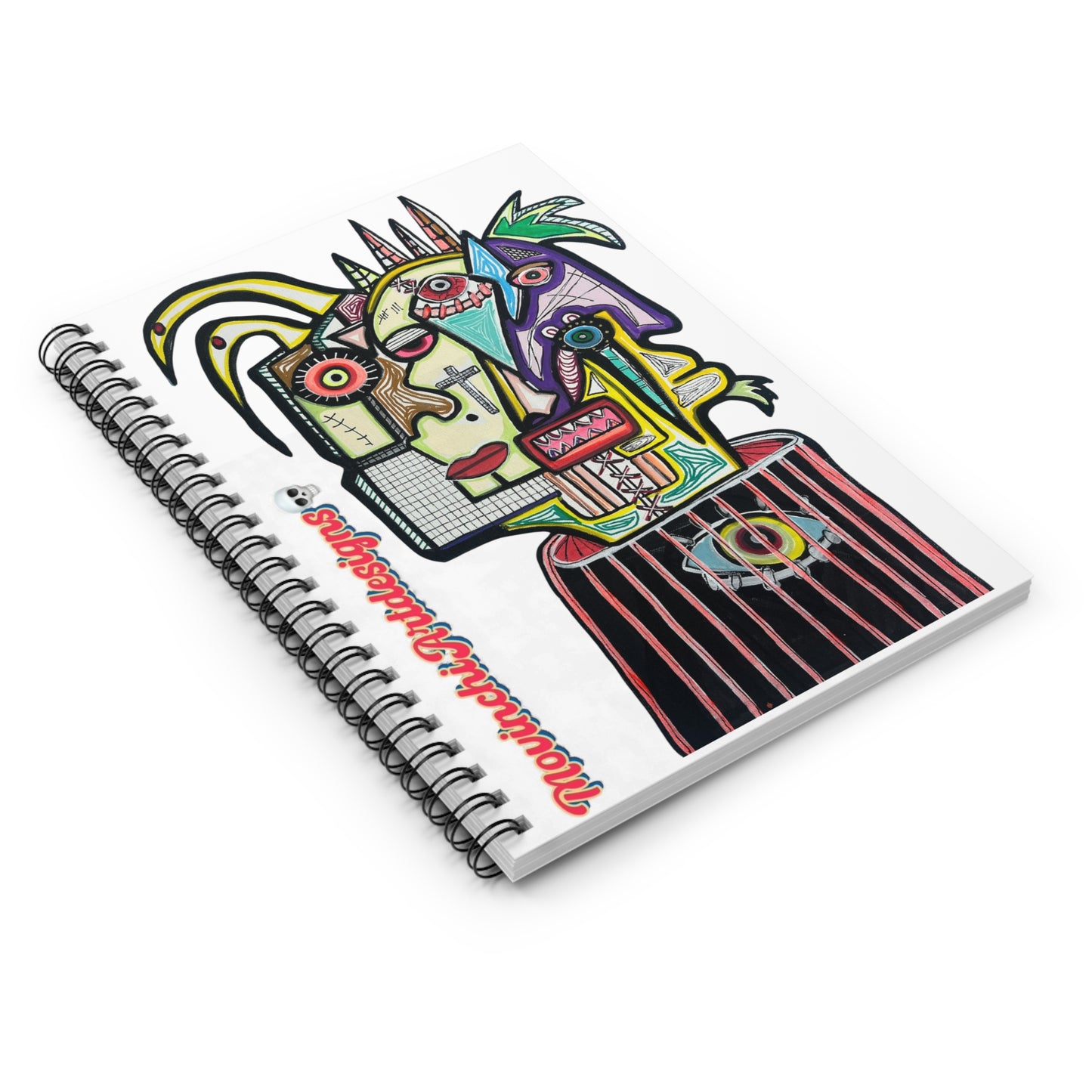 Abstract THE PERFECT Art Spiral Notebook — Colorful Hand-Drawn Face Design (Ruled)