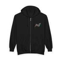 VINCENT.  Skull Graphic Zip Hoodie — Neon Retro Art Back Patch