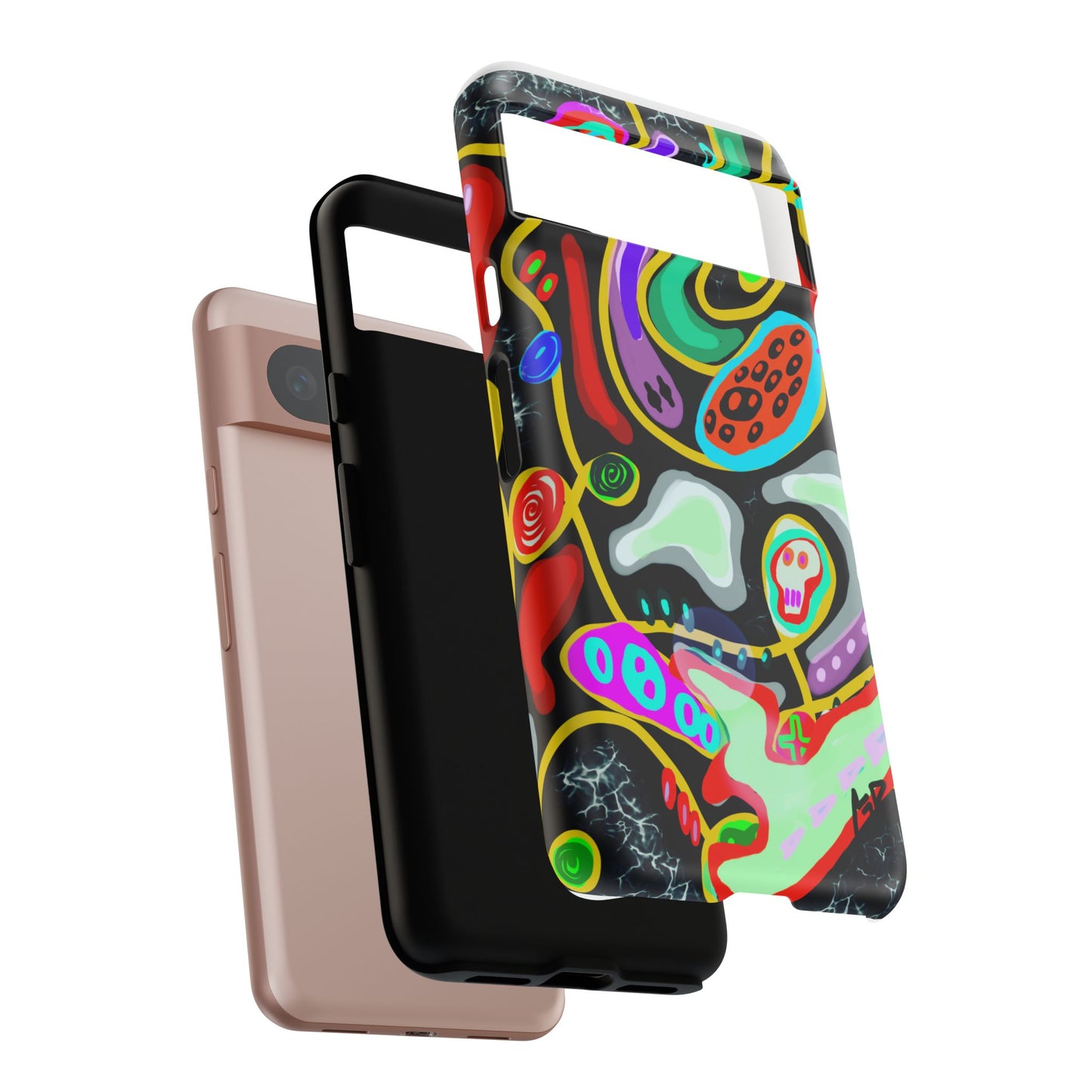 CRAZY4  Abstract Neon Skull Phone Case — Colorful Psychedelic Protective Cover