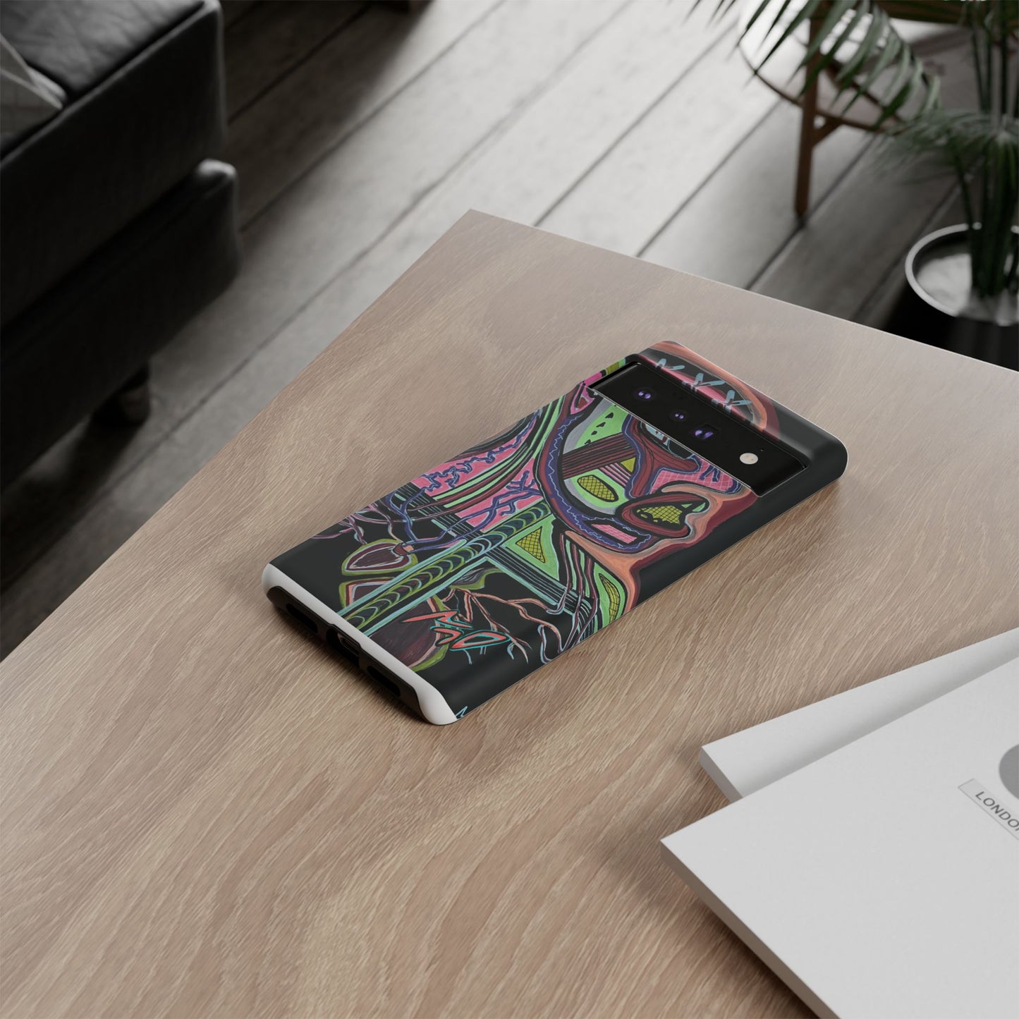 HEART ATTACK Abstract Neon Face Tough Phone Case – Vibrant Art Phone Cover