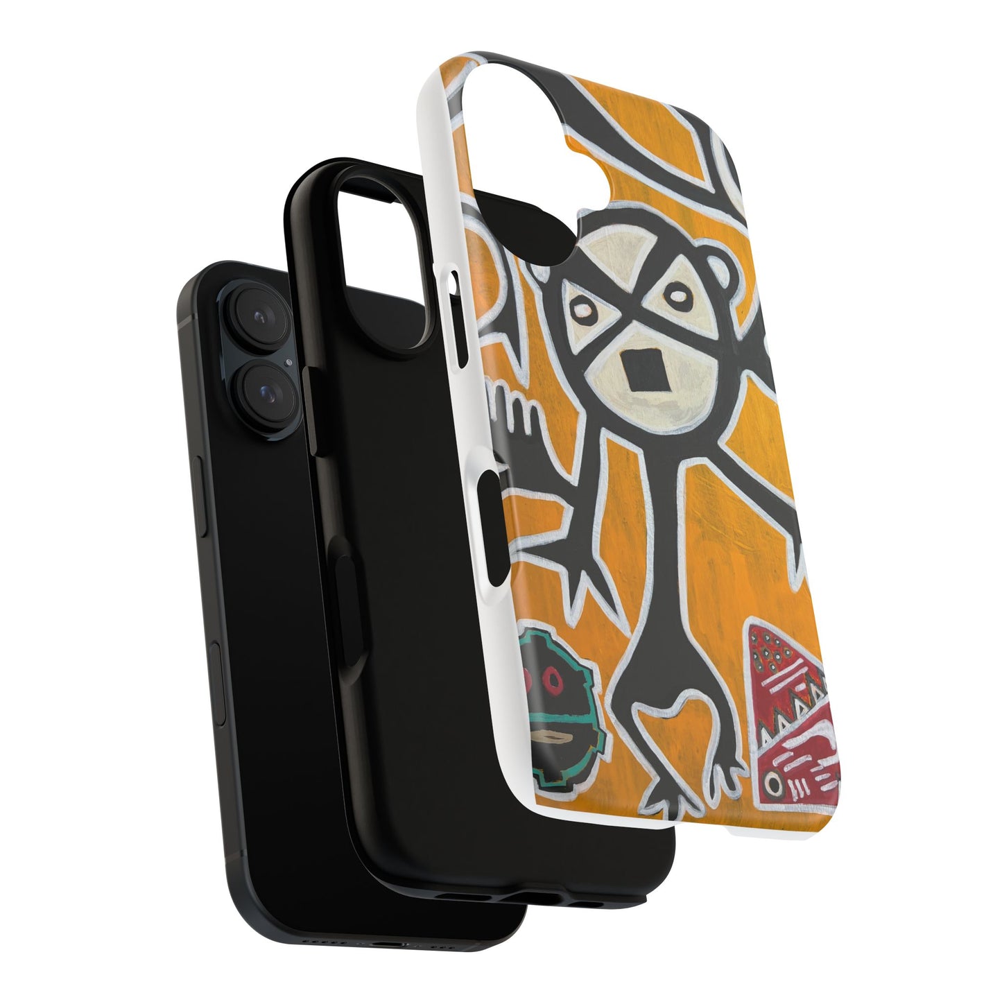 Abstract TAINO  Tribal Art Phone Case – Bold Orange Graphic Protective Cover
