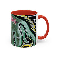 CHUPACABRAS.  Green Monster Art Coffee Mug — Spooky Neon Creature Accent Mug (11/15oz)