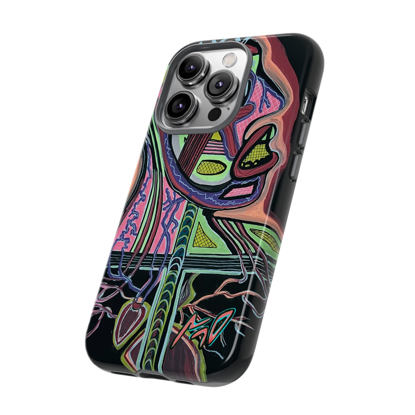 HEART ATTACK Abstract Neon Face Tough Phone Case – Vibrant Art Phone Cover