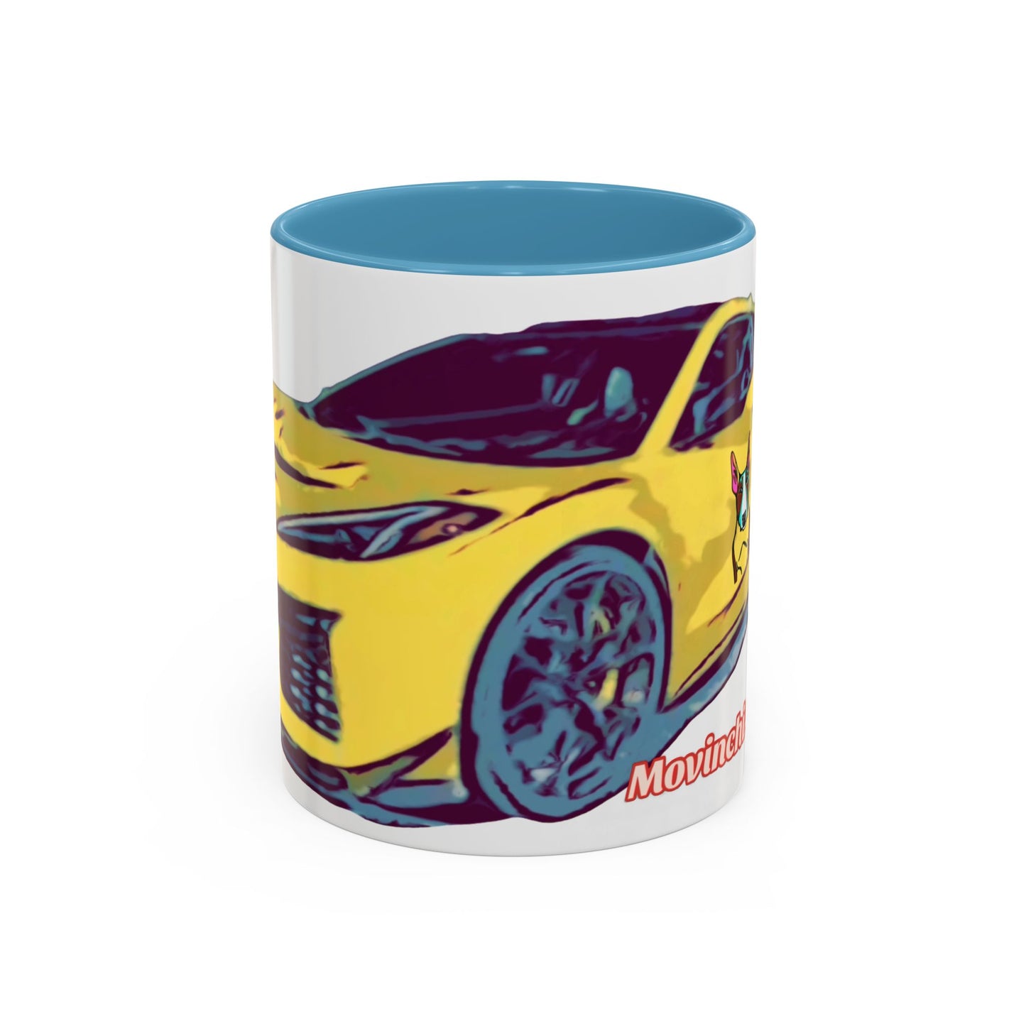 ZR1 Lover Coffee Mug — Yellow Sports Car & Boston Terrier Accent Mug (11/15 oz)