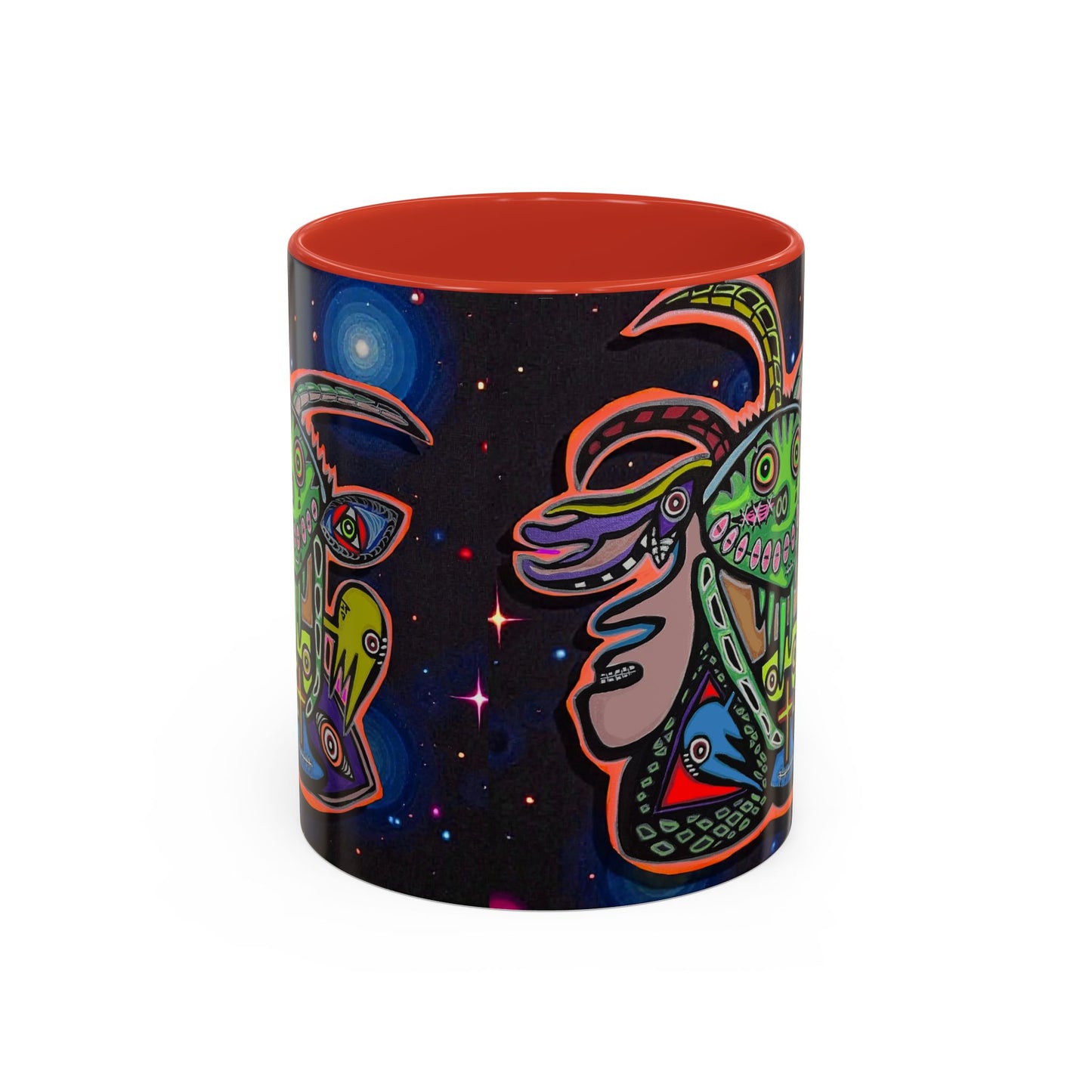 Psychedelic RYDER2.0   Space Goat Accent Coffee Mug — Colorful Cosmic Animal Art (11/15oz)