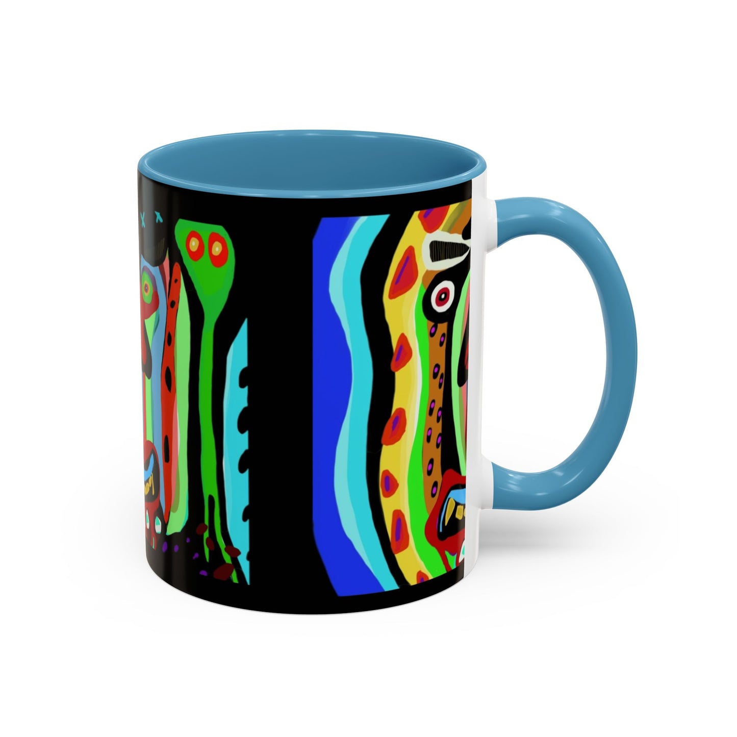 CRAZY.   Neon Face Accent Coffee Mug – Colorful Psychedelic Art Ceramic Mug