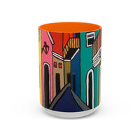 SAN SEBASTIAN2.0 Colorful Canal Houses Accent Coffee Mug — Bright European Street Art Ceramic Mug (11/15oz)