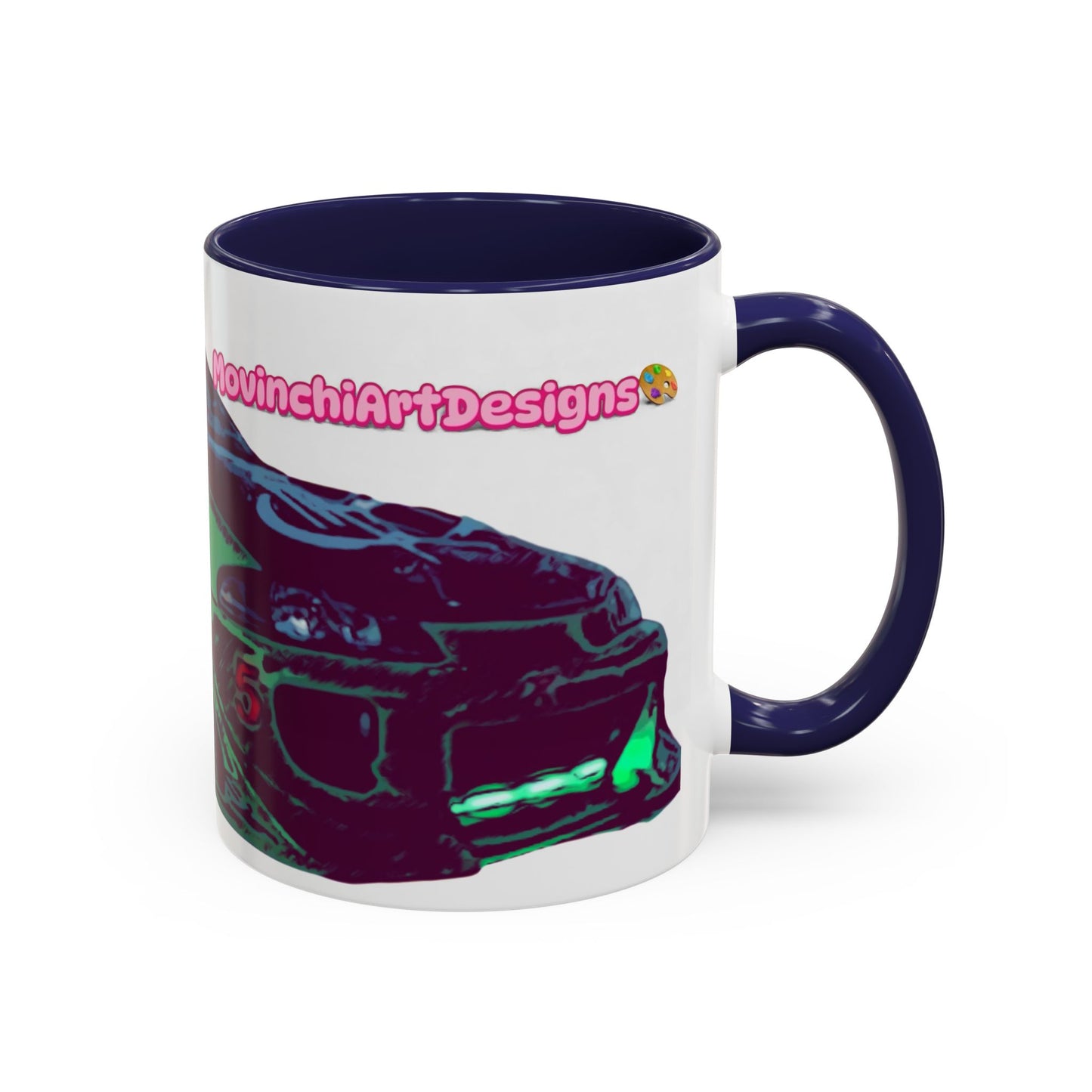 Coffee Mug —ECLIPSE  Neon Sports Car Design with "MovinchiArtDesigns" Logo
