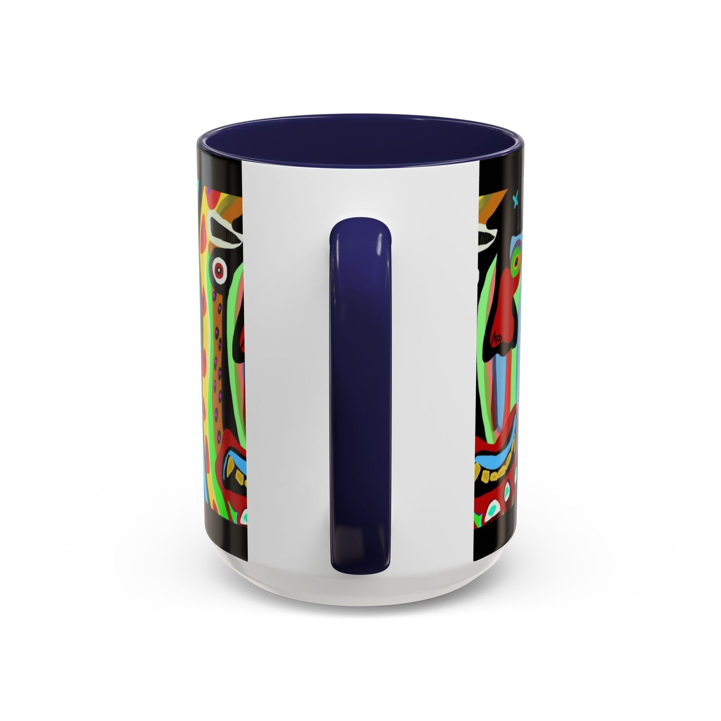 CRAZY.   Neon Face Accent Coffee Mug – Colorful Psychedelic Art Ceramic Mug
