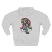 HEART ATTACK  Abstract Psyche Hoodie — Colorful Three-Panel Back Art Fleece Hoodie