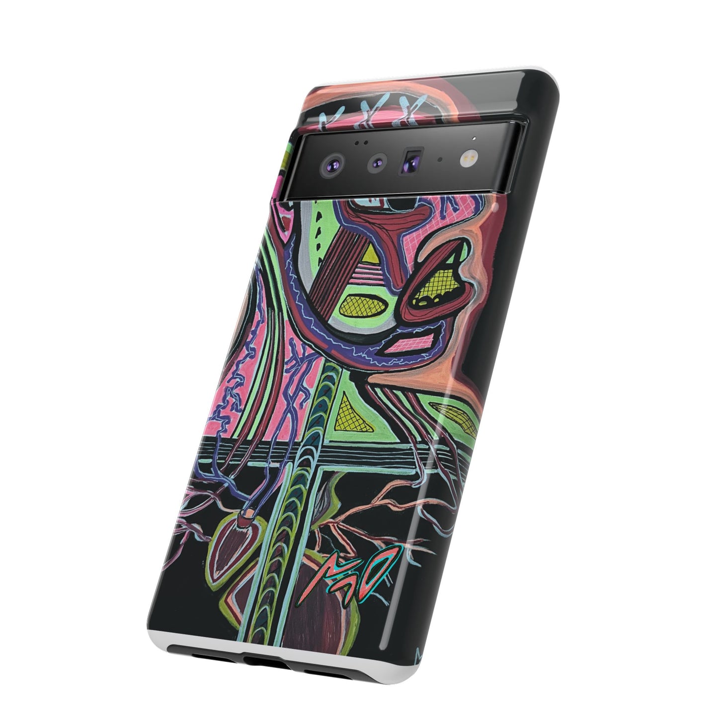 HEART ATTACK Abstract Neon Face Tough Phone Case – Vibrant Art Phone Cover