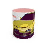 RX7  Coffee Mug — Yellow Sports Car Illustration Accent Mug