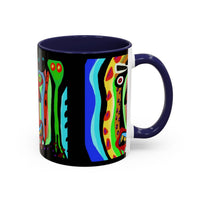 CRAZY.   Neon Face Accent Coffee Mug – Colorful Psychedelic Art Ceramic Mug