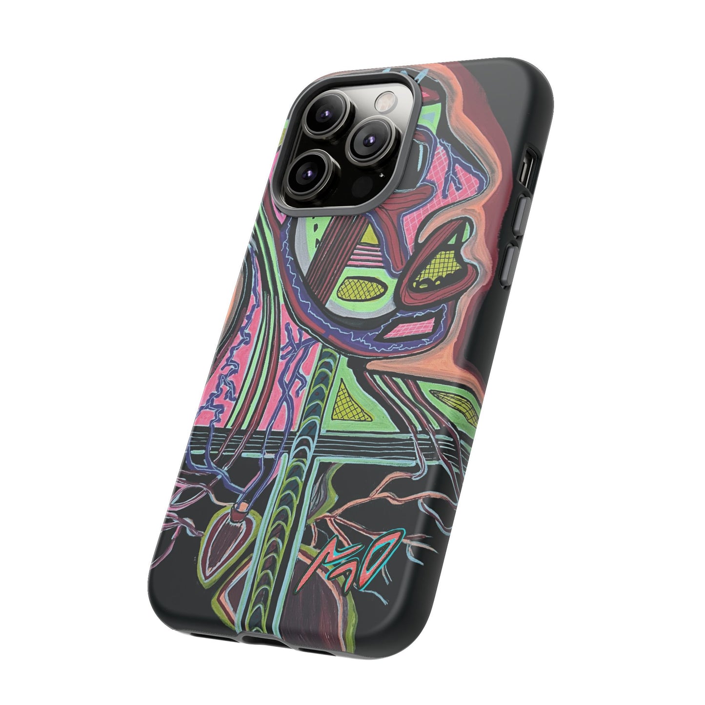 HEART ATTACK Abstract Neon Face Tough Phone Case – Vibrant Art Phone Cover