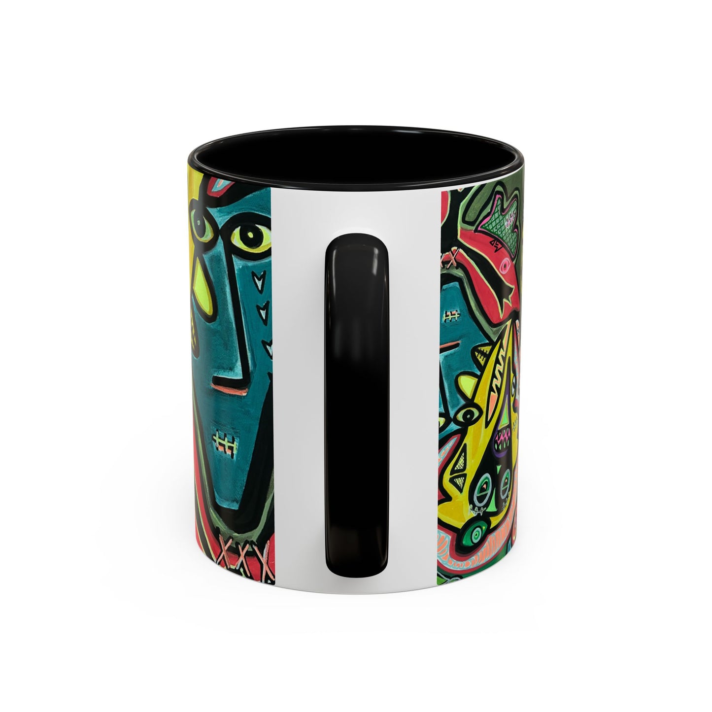 AbstractCONCERT.   Pop Art Coffee Mug — Colorful Faces Accent Mug (11/15 oz)