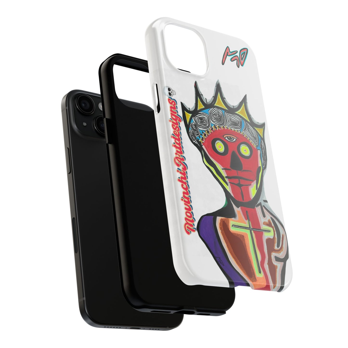 Artistic Crown KING GRAY  Skull Tough Phone Case — Colorful Abstract Guardian Design