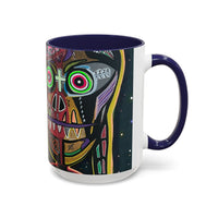 VINCENT  Skull Pop Art Accent Coffee Mug — Colorful Neon Tribal Skull Design (11/15oz)