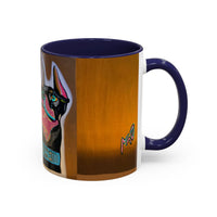 Colorful Doberman Accent Coffee Mug — Vibrant Dog Portrait Ceramic Mug (11/15oz)