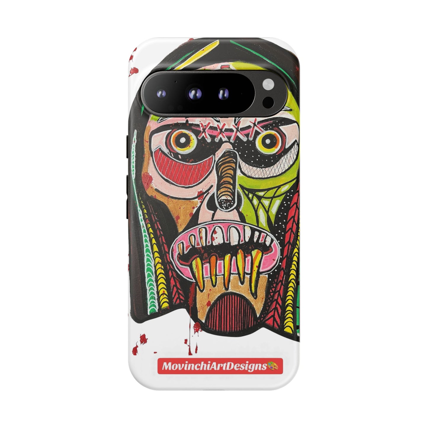 KUNTA.  Abstract Tribal Skull Phone Case — Colorful Street Art Protective Cover