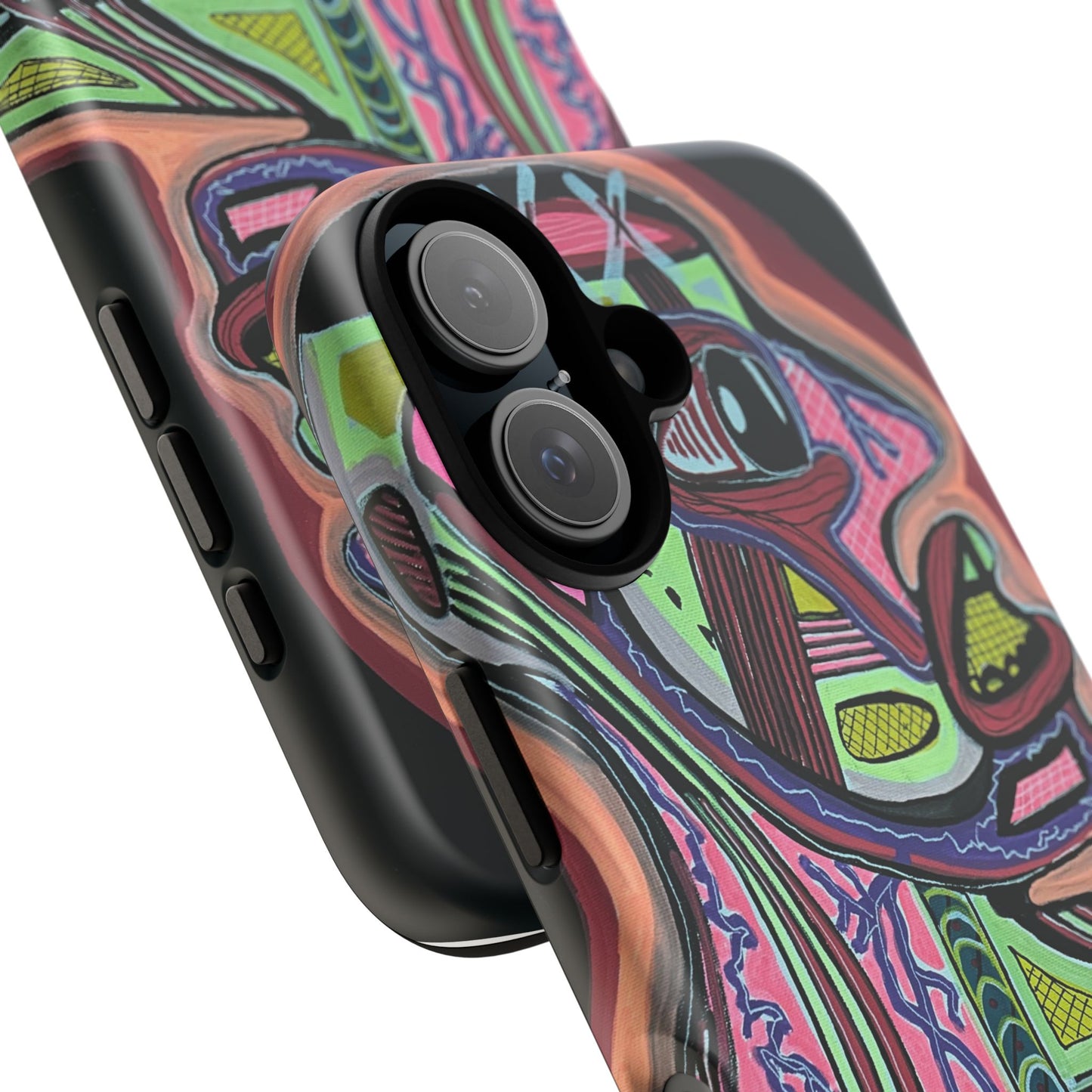 HEART ATTACK Abstract Neon Face Tough Phone Case – Vibrant Art Phone Cover