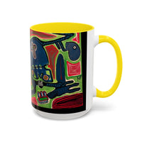 AFTER LIFE.  Abstract Tribal Art Coffee Mug — Colorful Surreal Accent Mug