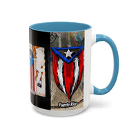 Puerto Rico Flag Coffee Mug — Rustic Street Art Accent Mug (11/15 oz)