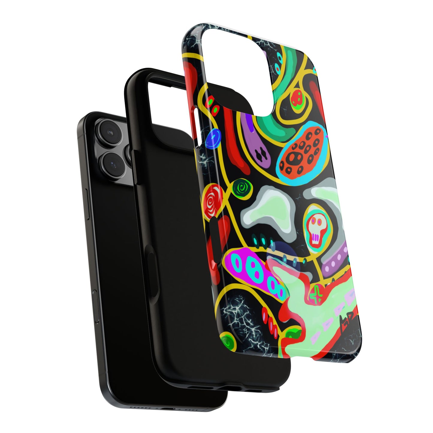 CRAZY4  Abstract Neon Skull Phone Case — Colorful Psychedelic Protective Cover