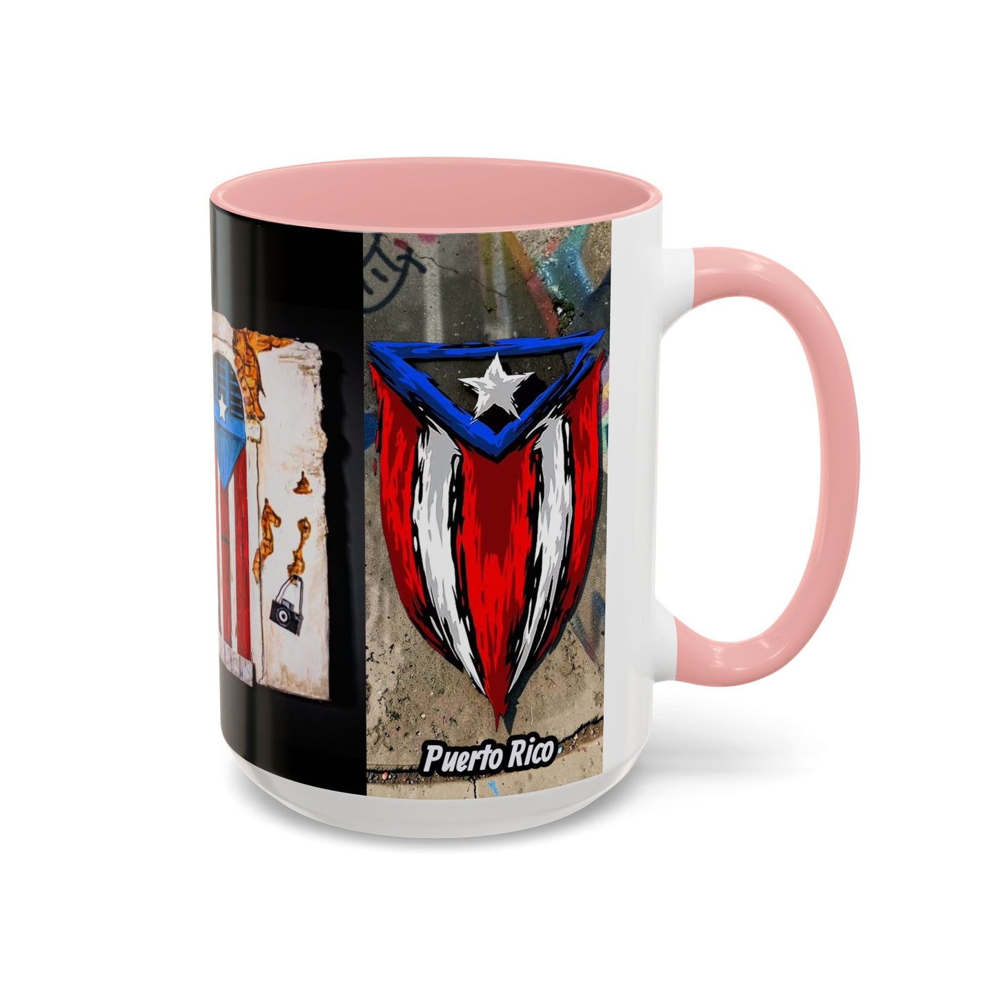Puerto Rico Flag Coffee Mug — Rustic Street Art Accent Mug (11/15 oz)