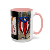 Puerto Rico Flag Coffee Mug — Rustic Street Art Accent Mug (11/15 oz)