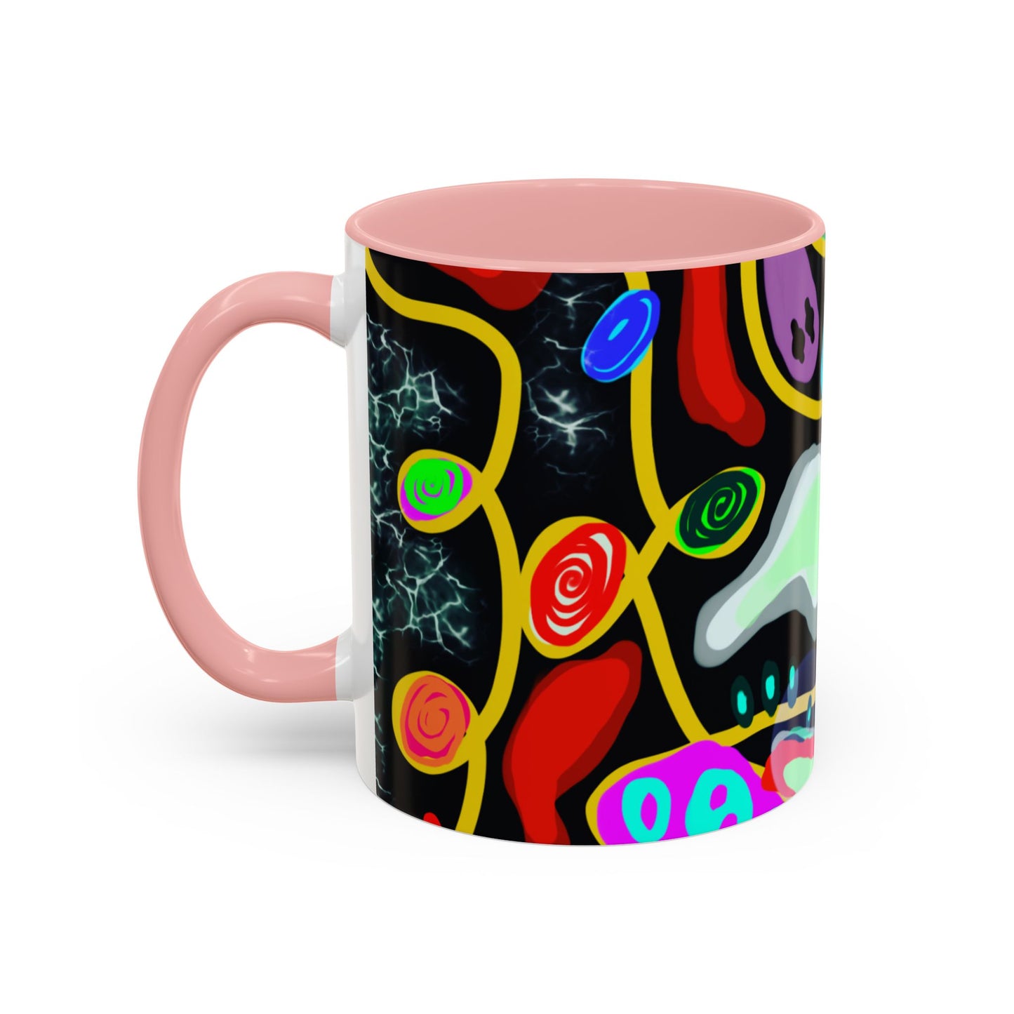 CRAZY2.0  Accent Mug — Colorful Neon Skull Abstract Coffee Cup