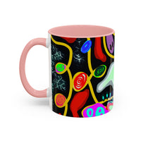 CRAZY2.0  Accent Mug — Colorful Neon Skull Abstract Coffee Cup