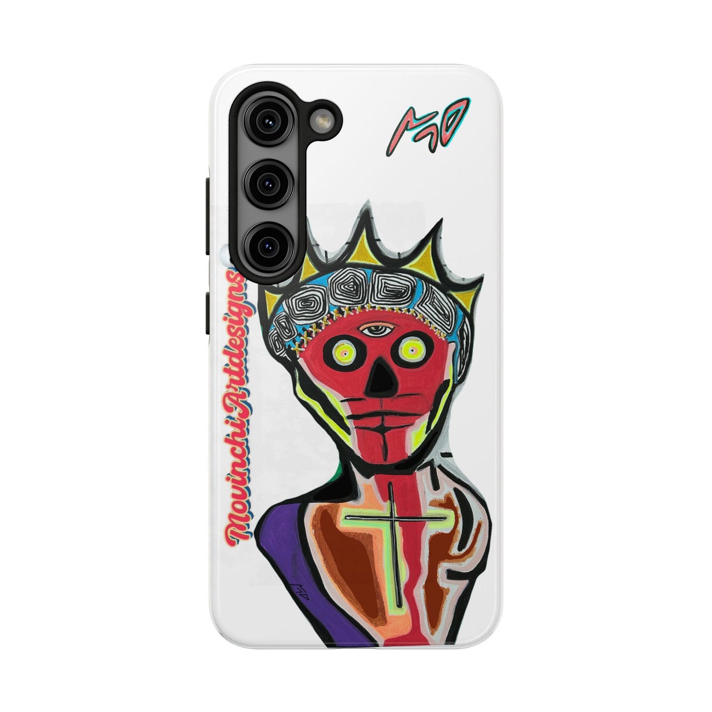 Artistic Crown KING GRAY  Skull Tough Phone Case — Colorful Abstract Guardian Design